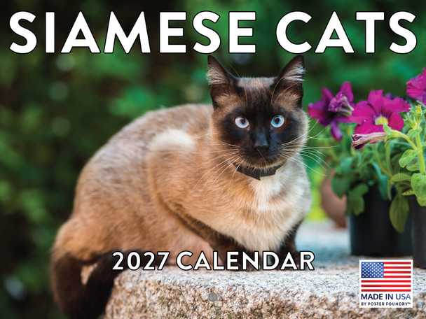 Siamese Cat Calendar 2027 Monthly Wall Calender 12 Month