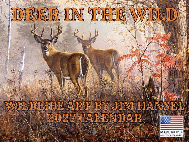 Jim Hansel Whitetail Deer Bucks Calendar 2027 Monthly Wall Calender 12 Month