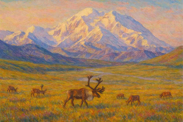 Laminated Denali National Park Impressionist Landscape Wall Art Print Poster 12x18