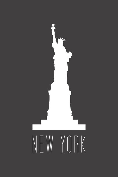 Cities New York City Statue of Liberty Grey Cool Wall Art Print Poster 24x36