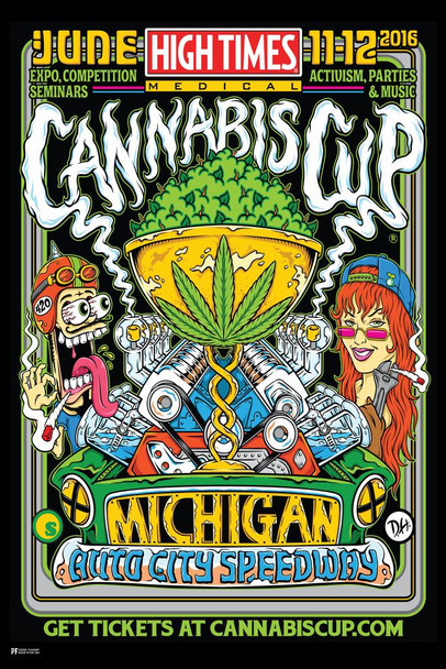 Laminated High Times Cannabis Cup Michigan 2016 Poster Dry Erase Wall Art 24x36