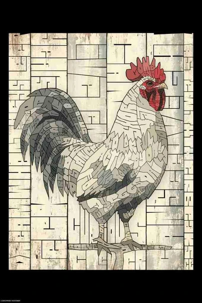 Laminated Curtis Epperson Chicken Word Mosaic Art Hand Drawn Poster Dry Erase Wall Art 24x36
