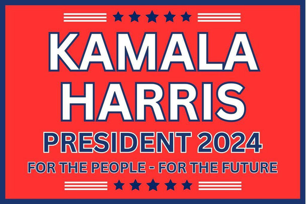Laminated Kamala Harris 2024 Presidential Campaign President Poster Dry Erase Wall Art 24x36