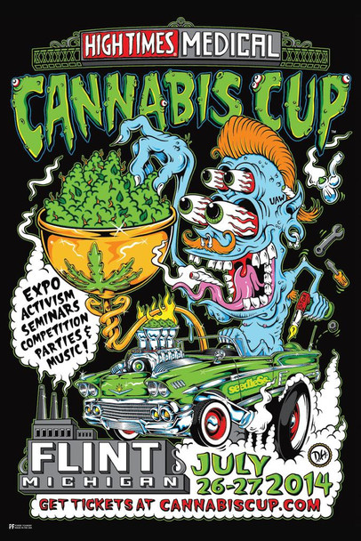 Laminated High Times Cannabis Cup Michigan 2014 Poster Dry Erase Wall Art 24x36