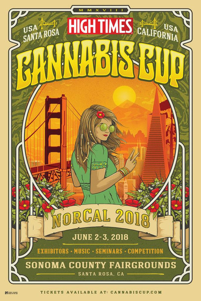 Laminated High Times Cannabis Cup NorCal 2018 Poster Dry Erase Wall Art 24x36