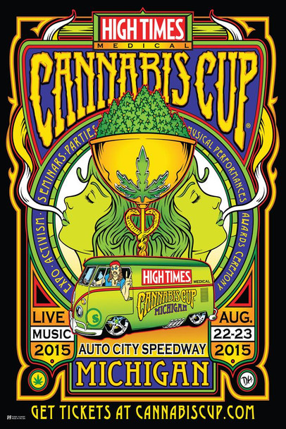 Laminated High Times Cannabis Cup Michigan 2015 Poster Dry Erase Wall Art 24x36