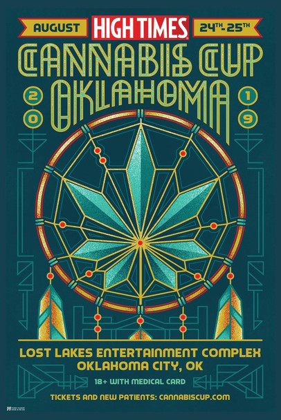 Laminated High Times Cannabis Cup Oklahoma 2019 Poster Dry Erase Wall Art 24x36