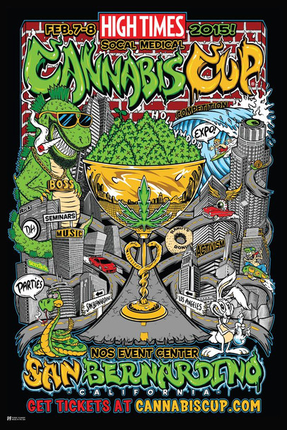 Laminated High Times Cannabis Cup San Bernardino 2015 Poster Dry Erase Wall Art 24x36