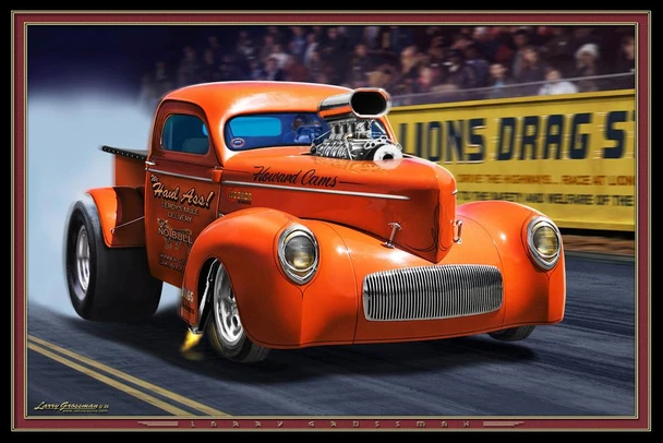 Laminated Willys Pick-up Gasser by Larry Grossman Print Poster 24x36
