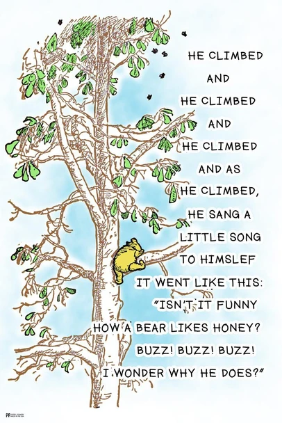 Laminated Winnie The Pooh Climbing Print Poster 24x36