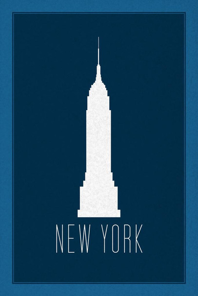 Cities New York City Empire State Building Blue Cool Wall Decor Art Print Poster 24x36