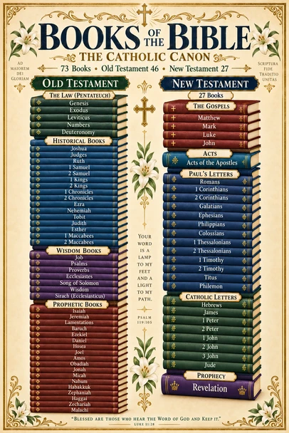 Catholic Books Of The Bible Poster For Classroom Print Poster 12x18