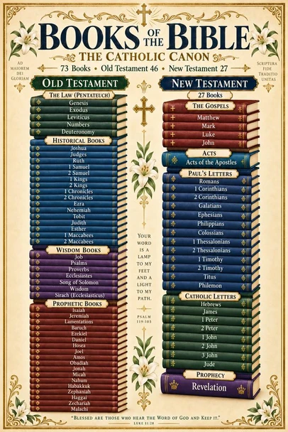 Catholic Books Of The Bible Poster For Classroom Print Poster 16x24