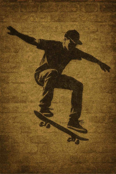 Laminated Stencil Skater Grunge Street Style Poster Dry Erase Wall Art 16x24