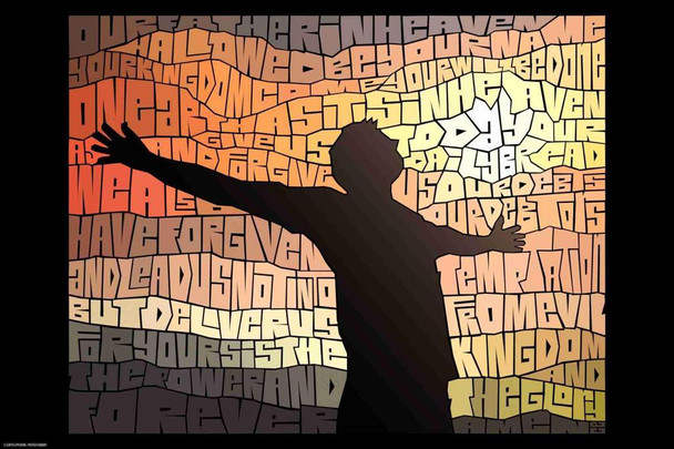 Laminated Curtis Epperson Lords Prayer Word Mosaic Art Hand Drawn Poster Dry Erase Wall Art 16x24