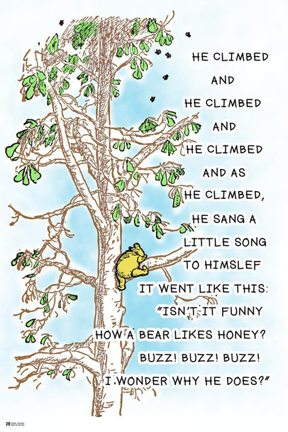 Laminated Winnie The Pooh Climbing Print Poster 16x24