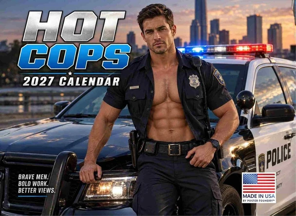 Hot Cop Calendar 2027 Sexy Police Men Monthly Wall Calender 12 Month