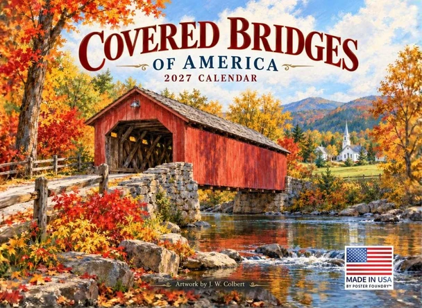 Covered Bridges of America Americana Art 2027 Calendar