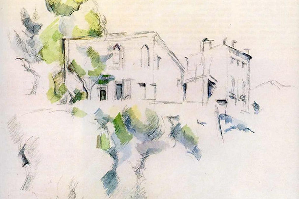 Cezanne View of Chateau Noir Watercolour Impressionist Posters Paul Cezanne Art Prints Nature Landscape Painting French Artist Wall Decor Garden Romantic Art Cool Wall Art Print Poster 36x24