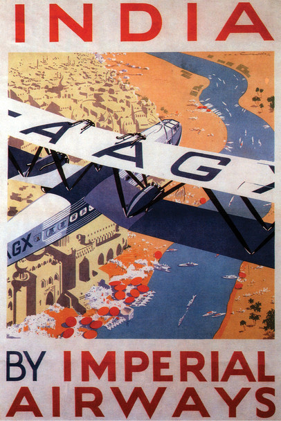 India By Imperial Airways Vintage Illustration Travel Art Deco Vintage French Wall Art Nouveau French Advertising Vintage Poster Prints Art Nouveau Decor Cool Wall Decor Art Print Poster 12x18