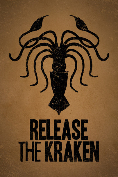 Release The Kraken Brown Cool Wall Art Print Poster 12x18