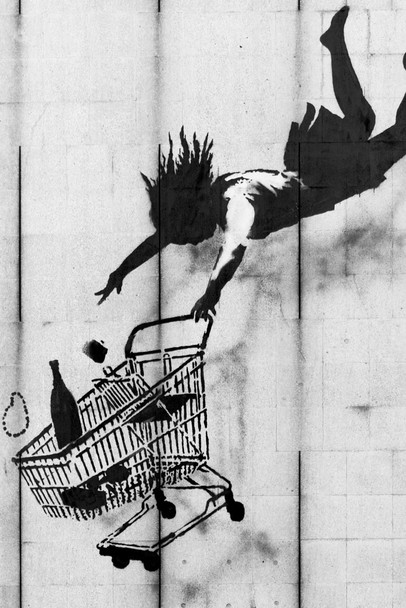 Banksy Shop Til You Drop Street Art Banksy Canvas Print Bansky Modern Art Grafitti Canvas Wall Art Street Art Print Graffiti Art Wall Art Canvas Retro Pop Art Cool Wall Decor Art Print Poster 12x18