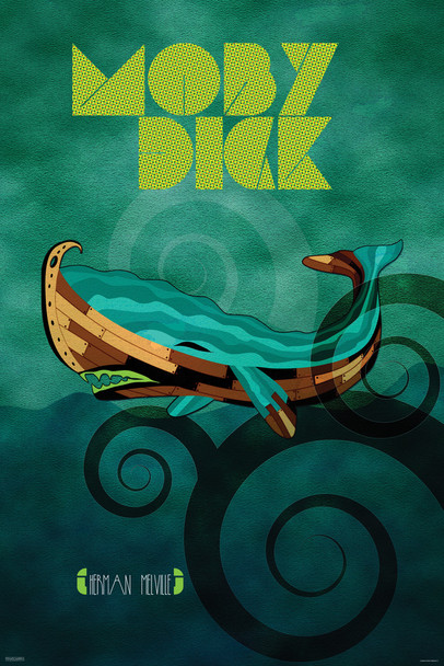 Moby Dick Herman Melville Green Cool Wall Decor Art Print Poster 24x36