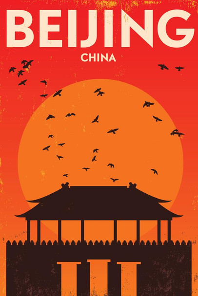 Beijing China Retro Travel Cool Wall Art Print Poster 24x36