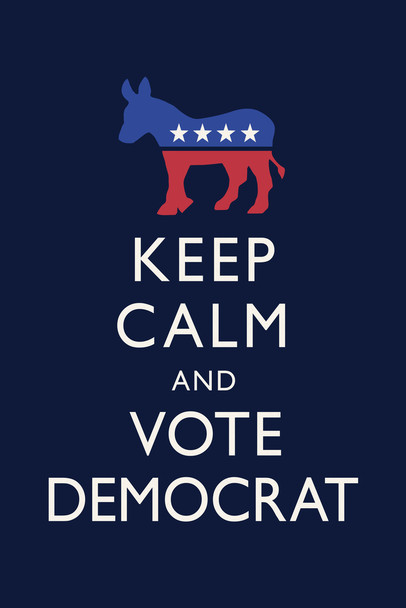Keep Calm and Vote Democratic Blue Campaign Cool Wall Art Print Poster 12x18