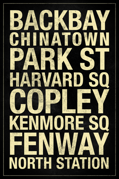 Subway Boston Black Cool Wall Art Print Poster 12x18