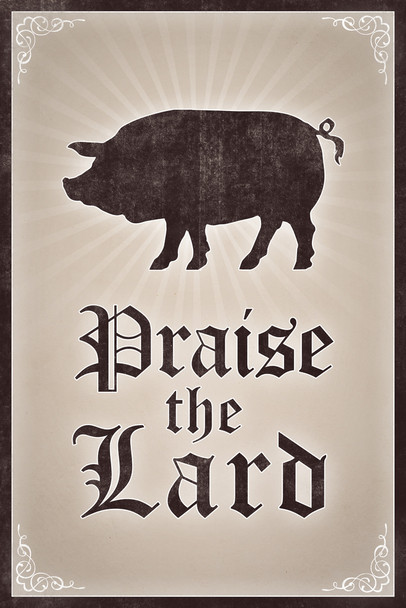 Praise the Lard Humor Tan Funny Pig Prints Wall Art Pig Pictures for Walls Pig Art Print Pig Pictures Wall Decor Print Butcher Paper Butcher Cuts Wall Art Cool Wall Decor Art Print Poster 12x18