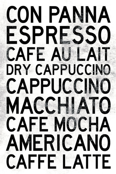 Types of Coffee Text Only White Cool Wall Art Print Poster 12x18