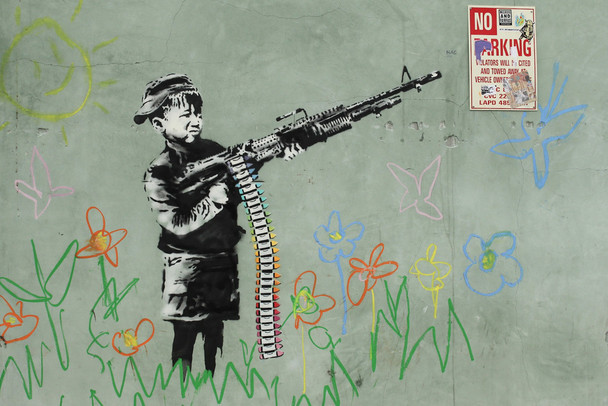 Banksy Boy With Gun Banksy Canvas Print Bansky Modern Art Grafitti Canvas Wall Art Street Art Prints Graffiti Art For Wall Art Canvas Retro Pop Art Cool Wall Art Print Poster 18x12