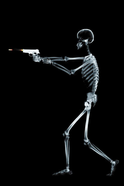 Skeleton Shooting Gun X Ray Photo Art Print Cool Huge Large Giant Poster Art 36x54