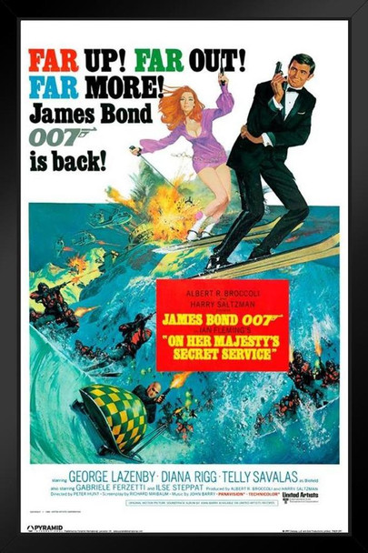 James Bond On Her Majestys Black Wood Framed Art Poster 14x20