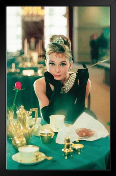 Audrey Hepburn Breakfast at Tiffanys Black Wood Framed Art Poster 14x20