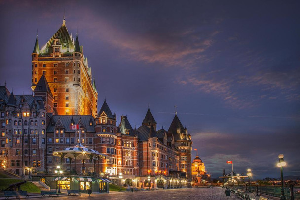 Chateau Frontenac National Historic Site Illuminated Quebec City Photo Photograph Cool Wall Decor Art Print Poster 36x24