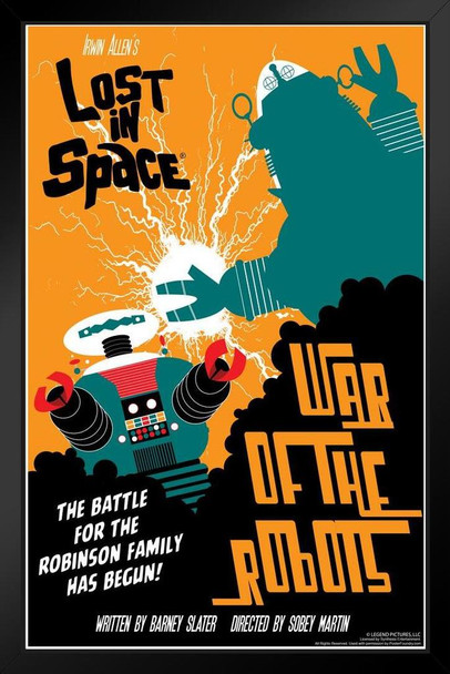 Lost In Space War Of The Robots by Juan Ortiz Black Wood Framed Art Poster 14x20