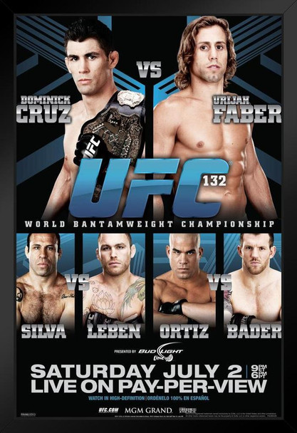 Official UFC 132 Dominick Cruz vs Urijah Faber Sports Black Wood Framed Art Poster 14x20