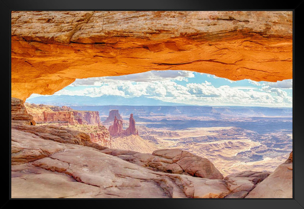 Mesa Arch at Sunrise Canyonlands National Park Utah Mountains Photo Photograph Sunset Landscape Pictures Scenic Scenery Nature Photography Scenes Black Wood Framed Art Poster 20x14