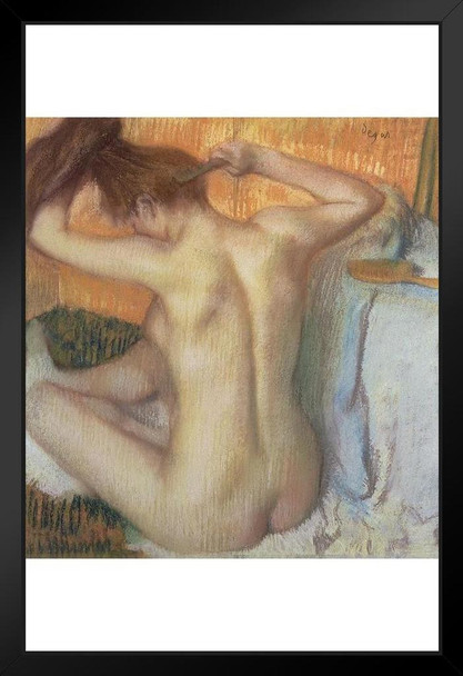 Edgar Degas Woman Combing Her Hair Impressionist Art Posters Degas Prints and Posters Women Posters for Wall Painting Edgar Degas Canvas Wall Art French Black Wood Framed Art Poster 14x20