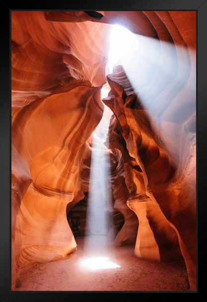 Upper Antelope Canyon Beam Of Light Sunbeam Photo Photograph Black Wood Framed Art Poster 14x20