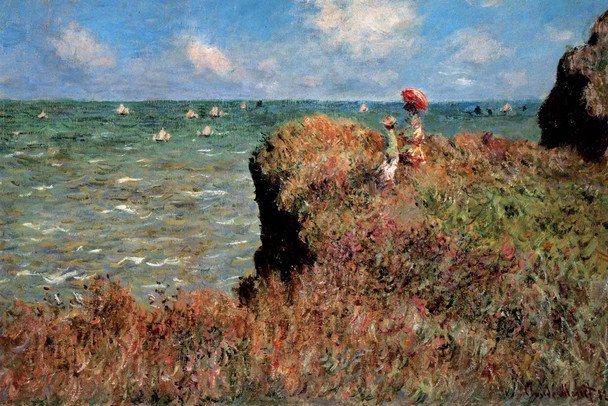 Claude Monet The Promenade On The Cliff II French Impressionist Painter Cool Wall Decor Art Print Poster 18x12