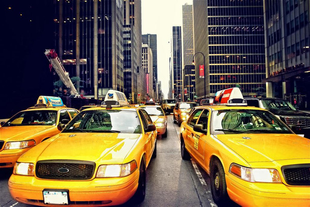 Yellow Cabs on 6th Avenue Manhattan New York City Photo Photograph Cool Wall Art Print Poster 36x24
