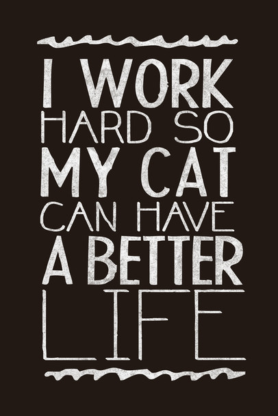 I Work Hard So My Cat Can Have A Better Life Funny Motivational Quote Cool Wall Art Print Poster 12x18