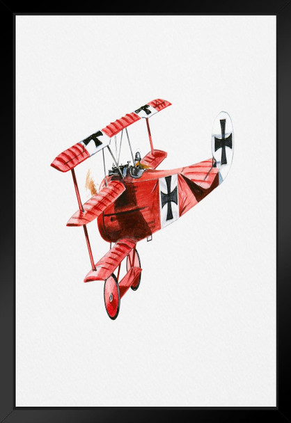 World War I Fokker Triplane in Mid Air Plane Airplane Aircraft Black Wood Framed Art Poster 14x20