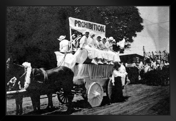 Prohibition Parade Vintage Black and White B&W Photo Art Print Black Wood Framed Poster 20x14