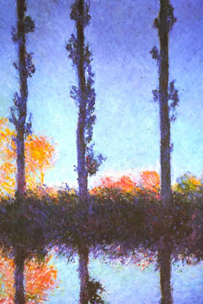 Claude Monet Poplar Trees At Dusk French Nature Landscape Painting Cool Wall Art Print Poster 12x18