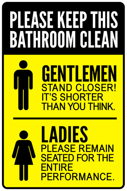 Please Keep This Bathroom Clean Black Yellow Funny Warning Sign Cool Wall Art Print Poster 12x18