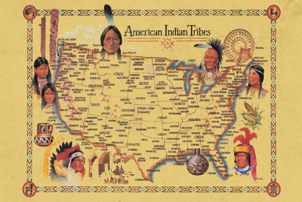 Native American Art Decor Tribes Map Posters Wall Art Posters For Classroom Education Heritage Month Decorations Cultural History Cool Wall Decor Art Print Poster 18x12